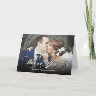 Carte De Remerciements Élégant Mariage Remerciement Script avec Collage P