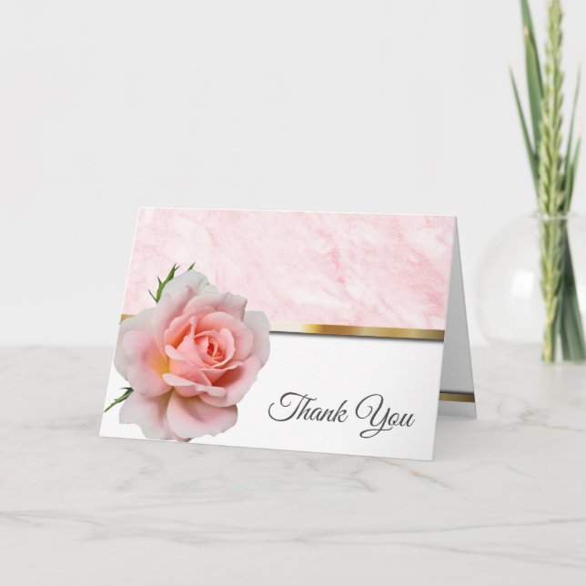 Carte De Remerciements Élégant Mariage rose (Devant)
