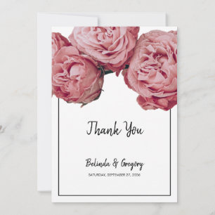 Carte De Remerciements Élégant Mariage rose Roses