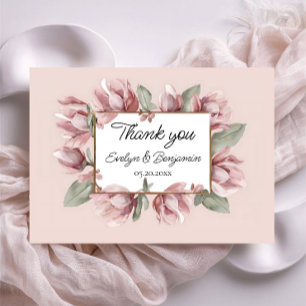 Carte De Remerciements Elégant mariage roux rose Dusty