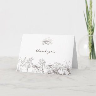 Carte De Remerciements Élégant Mariage Rustique Botanique de la Forêt de 