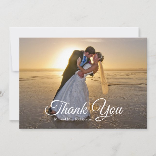 Carte De Remerciements Elegant Marine Blue Gold Palm Tree Mariage Photo (Devant)