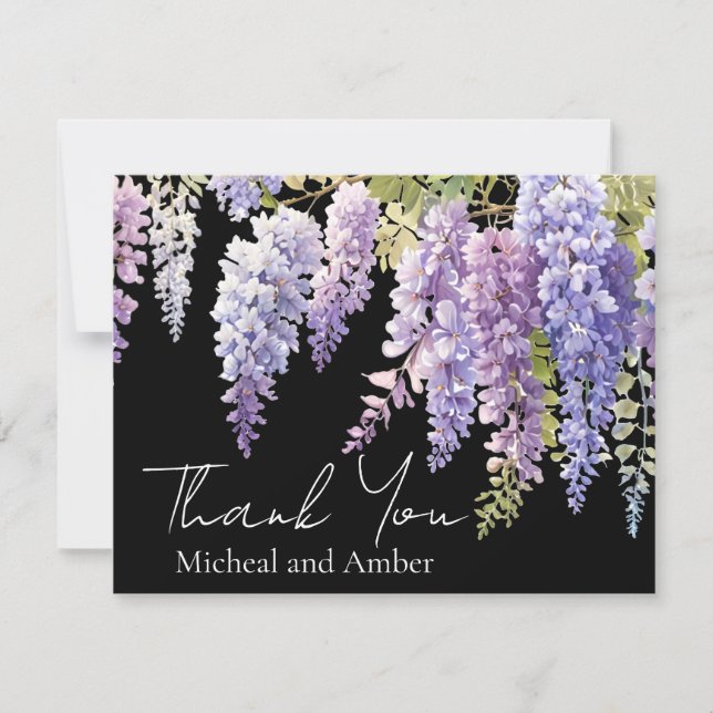 Carte De Remerciements Elégant mauve magenta aquarelle glyteria floral (Devant)