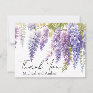 Carte De Remerciements Elégant mauve magenta aquarelle glyteria floral