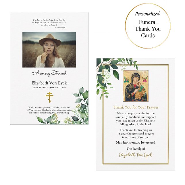 Carte De Remerciements Élégant Mémorial des Feuilles orthodoxes (Créateur téléchargé)