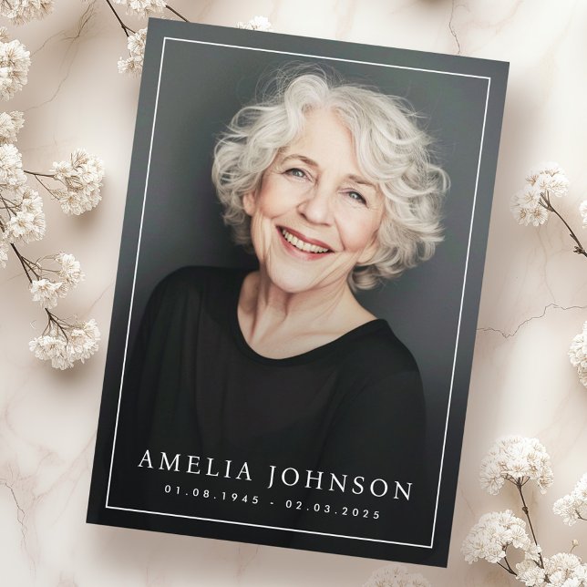 Carte De Remerciements Élégant mince frontière photo funéraire sympathie (Elegant thin border photo funeral sympathy thank you card)