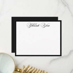 Carte De Remerciements Élégant Minimaliste Classique Bordure Noire