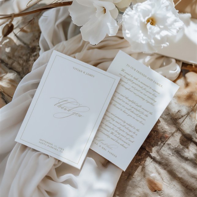 Carte De Remerciements Élégant minimaliste classique Mariage blanc (Elegant Classic Minimalist White Wedding Thank You Card)