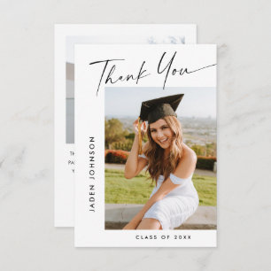 Carte De Remerciements Élégant minimaliste Graduation 2 Photo