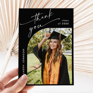 Carte De Remerciements Élégant minimaliste Graduation Une photo