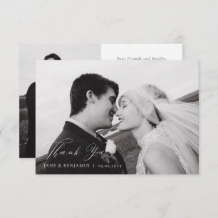 Carte De Remerciements Élégant minimaliste Mariage blanc 2 photo