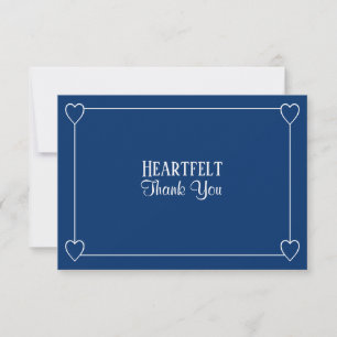 Carte De Remerciements Élégant minimaliste marine bleu et blanc Mariage