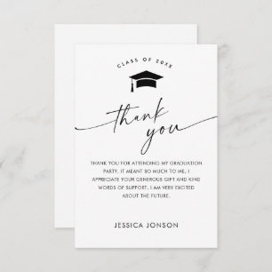 Carte De Remerciements Élégant Minimaliste Simple Graduation