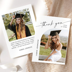Carte De Remerciements Élégant minimaliste simple Graduation 2 Photo
