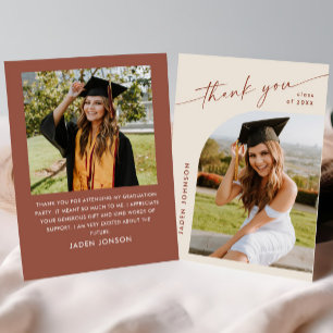 Carte De Remerciements Élégant minimaliste simple Graduation 2 Photo