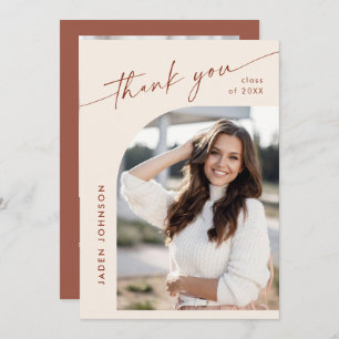 Carte De Remerciements Élégant minimaliste simple Graduation 2 Photo