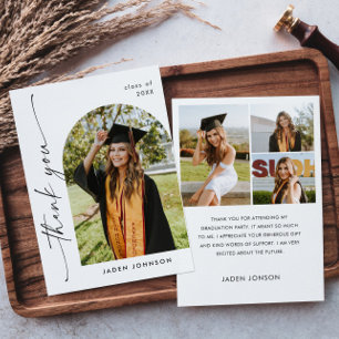 Carte De Remerciements Élégant minimaliste simple Graduation 4 Photo
