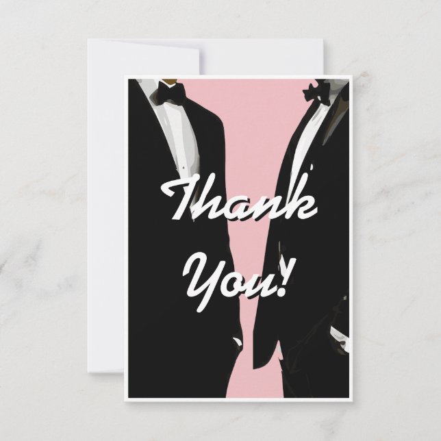 Carte De Remerciements Elegant Modern Gay Men Wedding Rainbow (Devant)