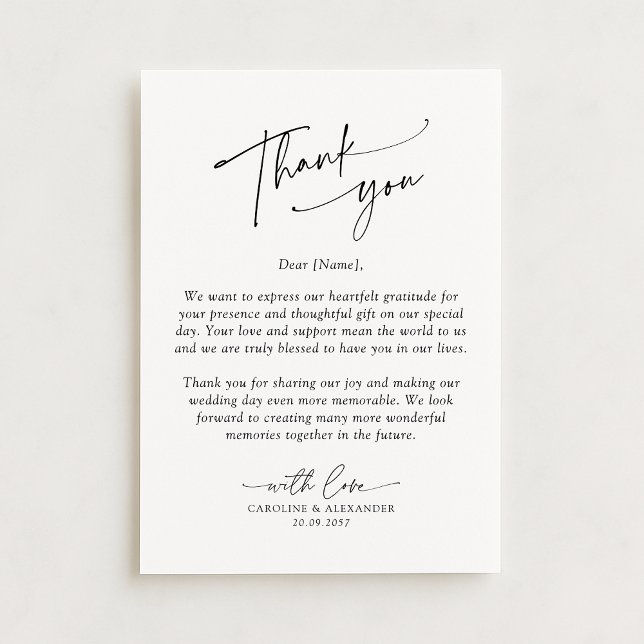 Carte De Remerciements Elegant, modern typography wedding thank you  (Créateur téléchargé)