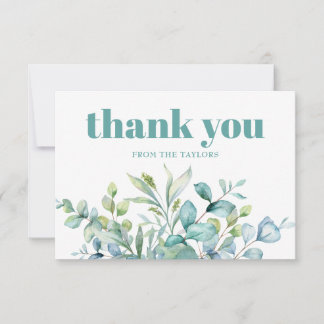 Carte De Remerciements Élégant Moderne Aquarelle Eucalyptus Simple