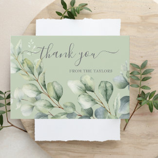 Carte De Remerciements Élégant Moderne Aquarelle Eucalyptus Simple