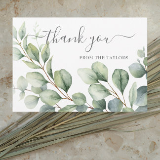 Carte De Remerciements Élégant Moderne Aquarelle Eucalyptus Simple
