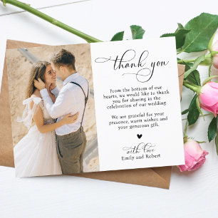 Carte De Remerciements Élégant Moderne Calligraphie Script 2 Mariage phot