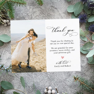 Carte De Remerciements Élégant Moderne Calligraphie Script Mariage photo