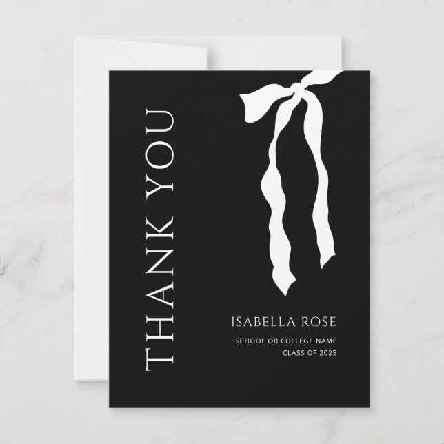 Carte De Remerciements Élégant moderne minimal Graduation simple Bow (Devant)