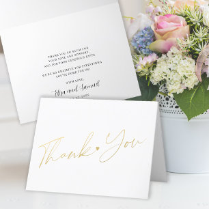 Carte De Remerciements Élégant moderne or simple script