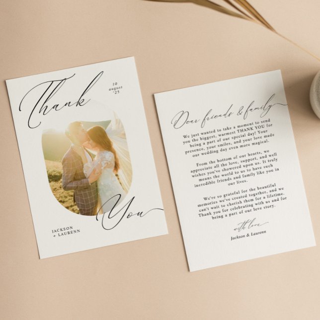 Carte De Remerciements Élégant moderne typographie de script Mariage phot (Créateur téléchargé)