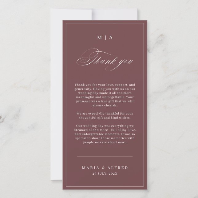 Carte De Remerciements Elegant Monogram Wedding Thank You Card QR Code (Devant)