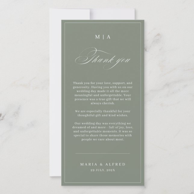 Carte De Remerciements Elegant Monogram Wedding Thank You Card QR Code (Devant)