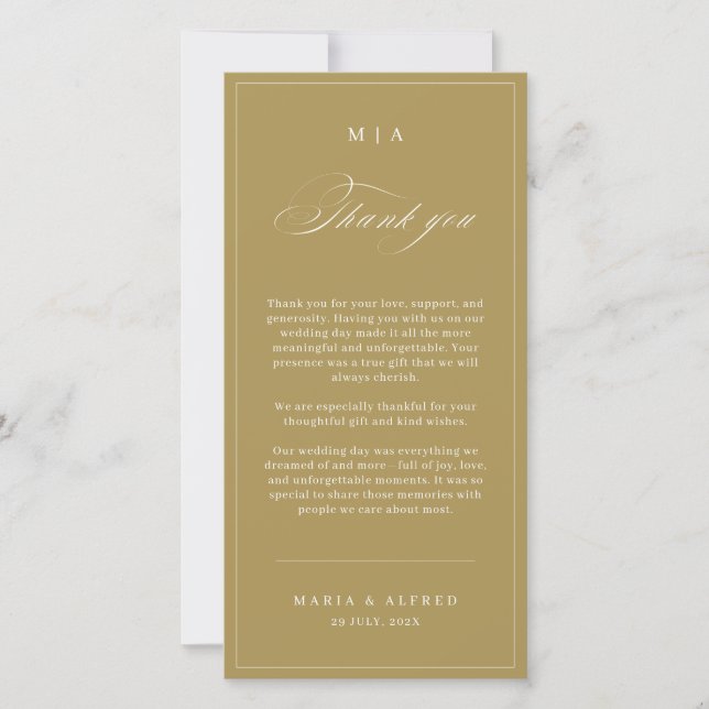 Carte De Remerciements Elegant Monogram Wedding Thank You Card QR Code (Devant)