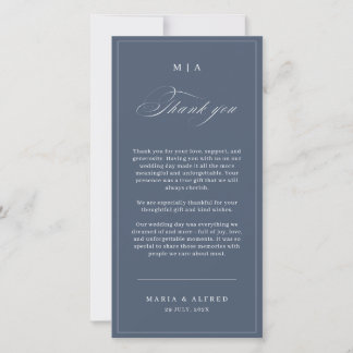 Carte De Remerciements Elegant Monogram Wedding Thank You Card QR Code