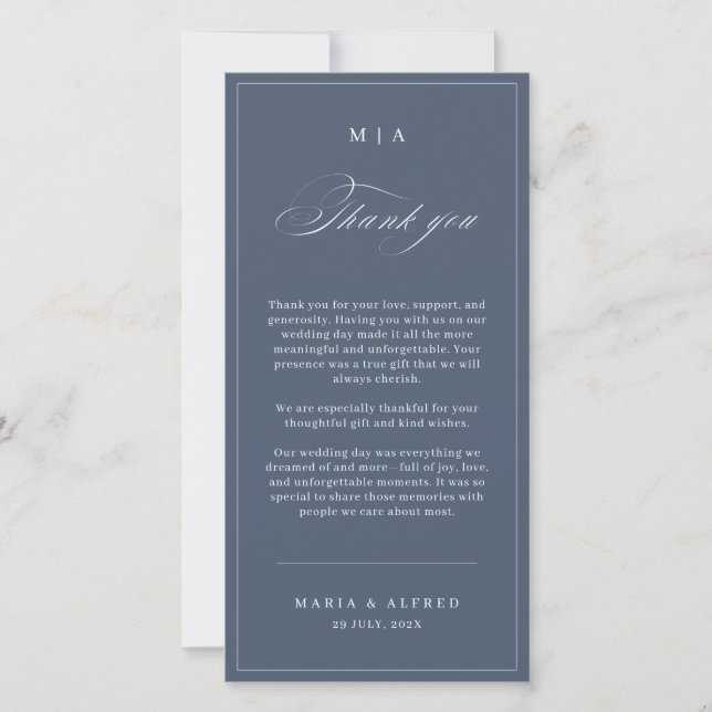 Carte De Remerciements Elegant Monogram Wedding Thank You Card QR Code (Devant)