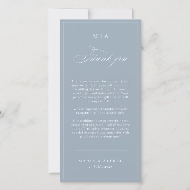Carte De Remerciements Elegant Monogram Wedding Thank You Card QR Code (Devant)
