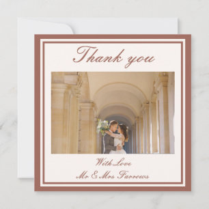 Carte De Remerciements Élégant Monogramme Floral Aquarelle Rose Mariage