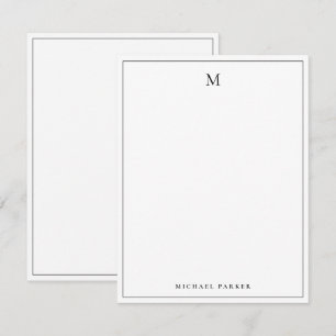 Carte De Remerciements Élégant monogrammé noir et blanc Professionnel