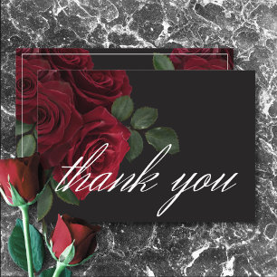 Carte De Remerciements Élégant Moody Blood Red Roses Floral Mariage