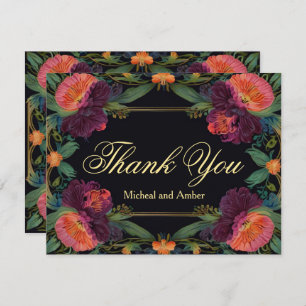 Carte De Remerciements Élégant moody rose poachy boho floral