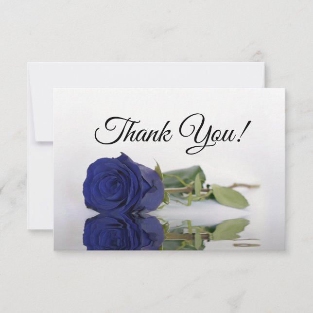 Carte De Remerciements Elegant Navy Blue Mirrored Rose Simple Wedding (Devant)