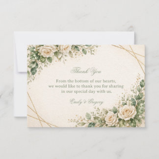 Carte De Remerciements Elegant Neutral Greenery Floral