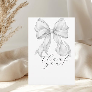 Carte De Remerciements Élégant, nœud papillon de douche de mariage blanc.