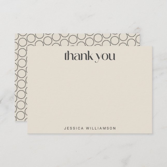 Carte De Remerciements Élégant noir ivoire milieu-mod personnalisé Bridal (Devant / Derrière)