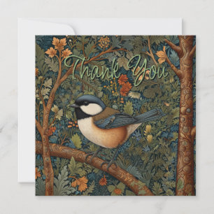 Carte De Remerciements Élégant oiseau de la forêt Art Nouveau rétro