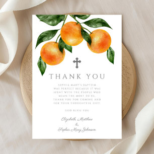 Carte De Remerciements Élégant Oranges Baptême fille