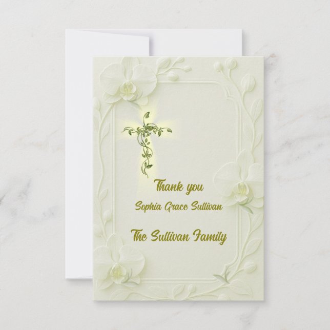 Carte De Remerciements Elegant Orchid and Vine Cross thank you card (Devant)