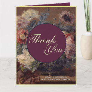 Carte De Remerciements Élégant Panier Biva Bleu Rose Vintage de pivoines