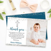 Elégant Parties scintillant Argent Boy Baptism Pho